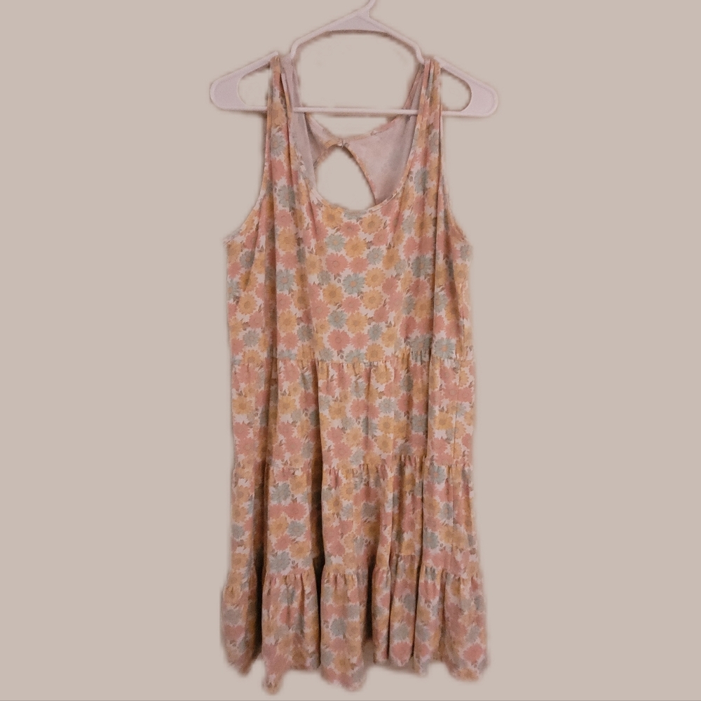 Daisy Flower Print Summer Open Back Dress Plus Size 2XL 3XL